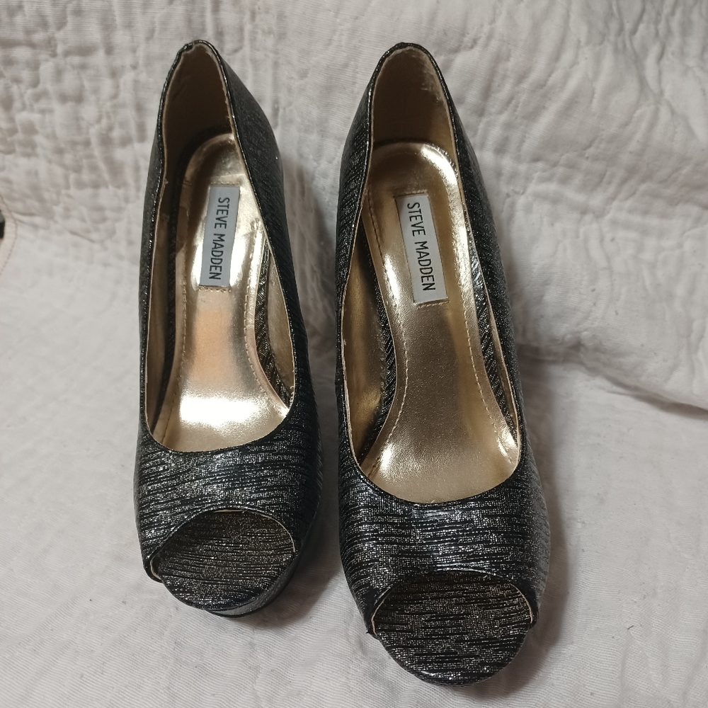 Steve Madden Wedge Heels Silver Black